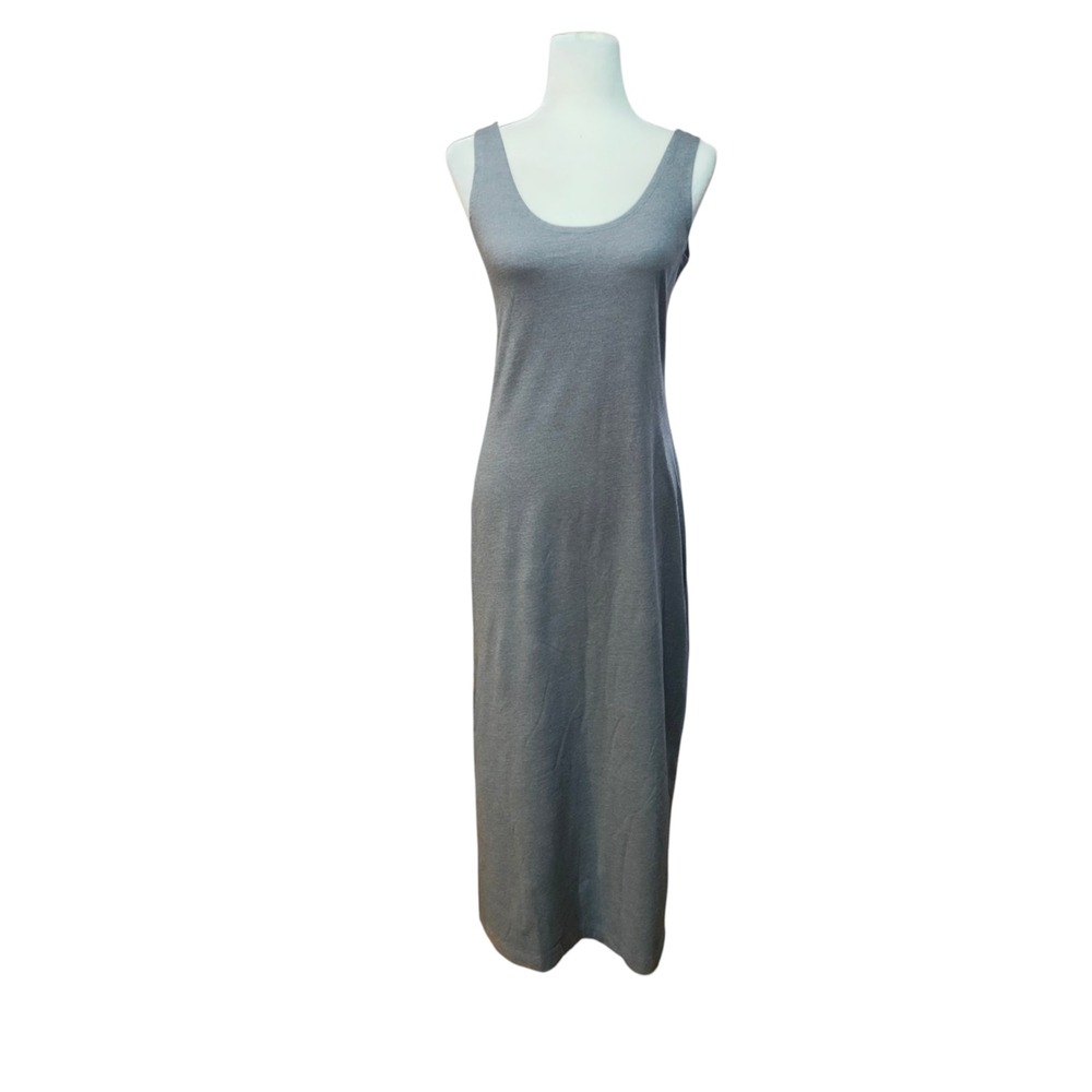 Peruvian Connection Gray Maxi Dress Sleeveless Scoop Neck Minimalist Size Small‎